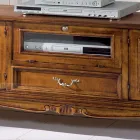 Classic Style Wooden TV Stand with Glass Doors Made in Italy - Richard Viadurini