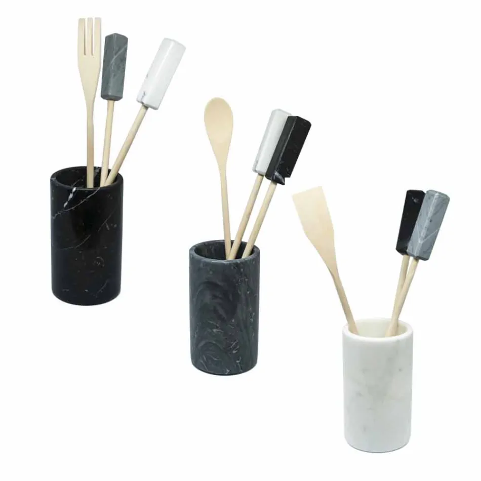 Kitchen Tool Holder in White Gray or Black Marble Made in Italy - Tulvio Viadurini