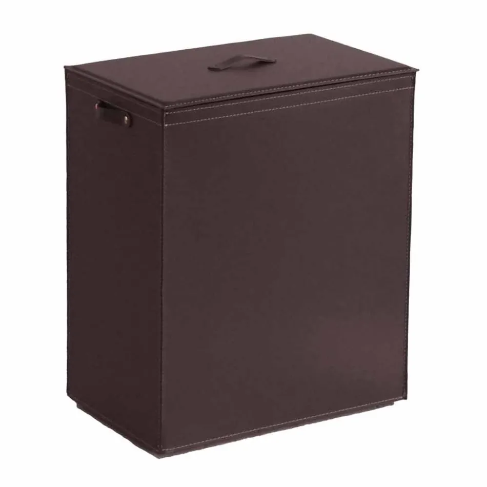 Leather laundry basket with a rectangular design base Peter Viadurini