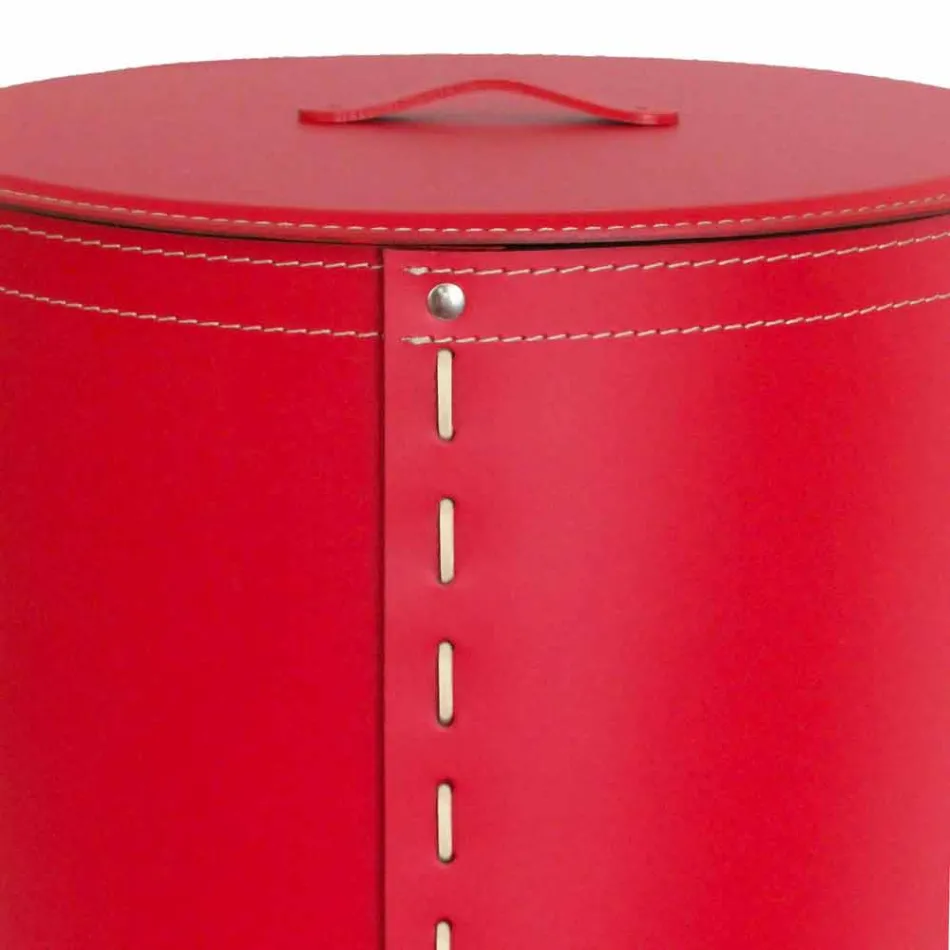 Oval laundry basket in Riky regenerated leather made in Italy Viadurini