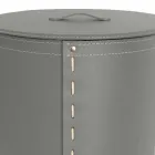 Oval laundry basket in Riky regenerated leather made in Italy Viadurini