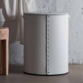 Oval laundry basket in Riky regenerated leather made in Italy
