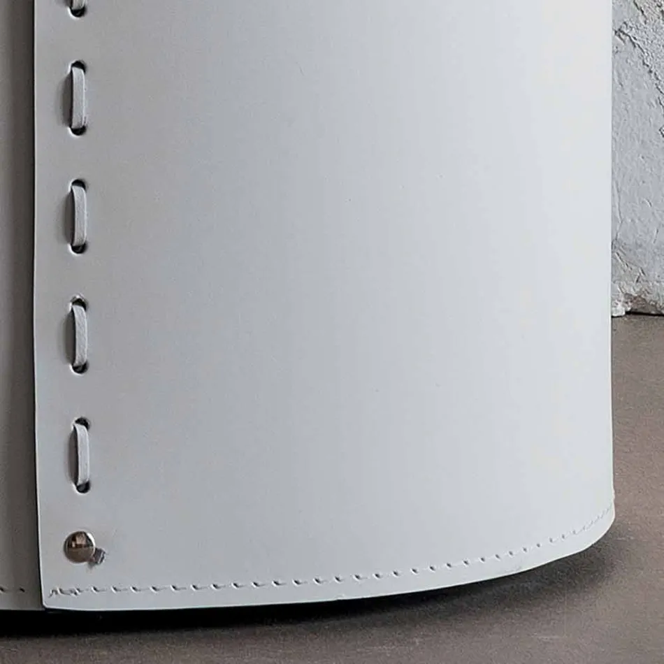 Oval laundry basket in Riky regenerated leather made in Italy Viadurini