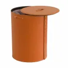 Oval laundry basket in Riky regenerated leather made in Italy Viadurini