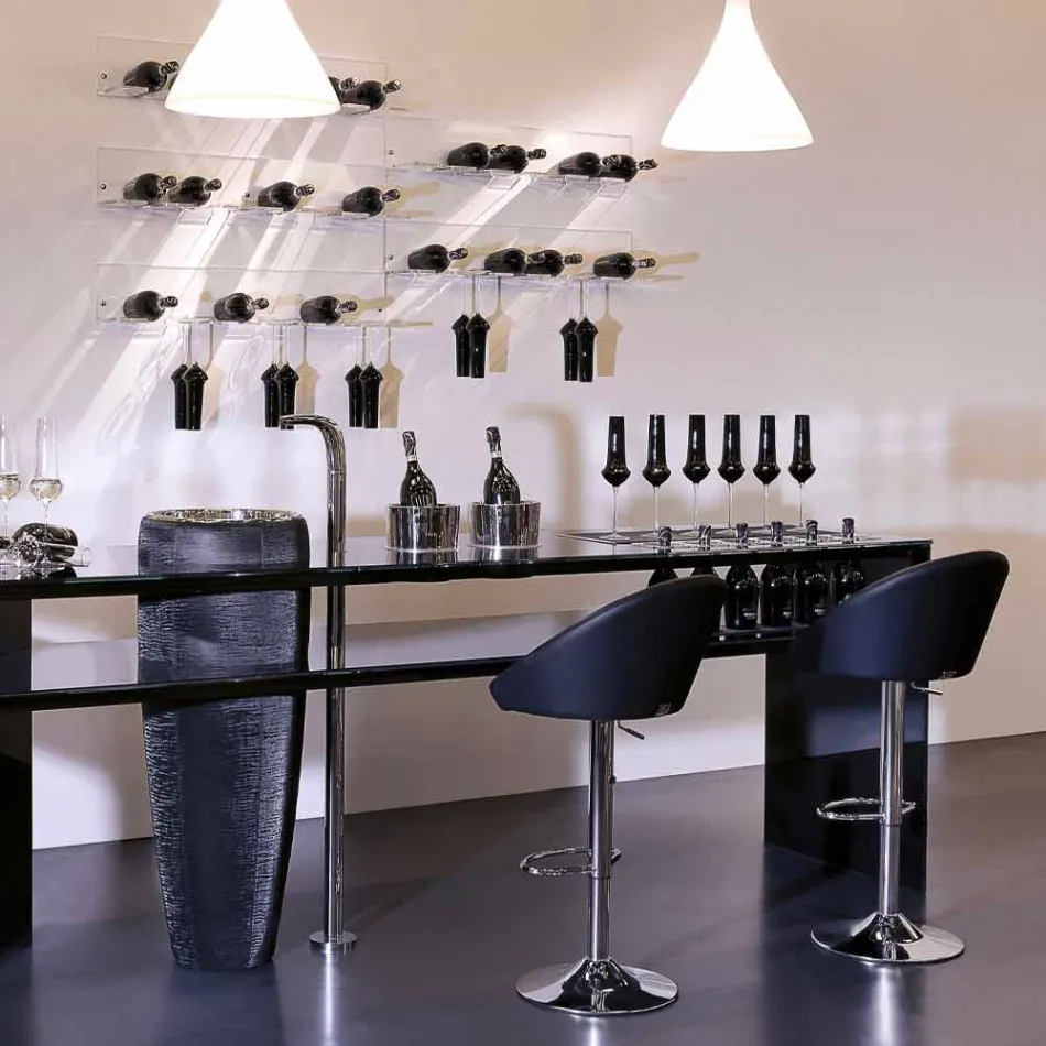 Wall Bottle Holder for 6 Bottles in Plexiglass Made in Italy - Canberra Viadurini