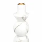 Tall Candle Holder in White Carrara Marble and Brass Made in Italy - Oley Viadurini