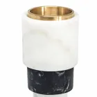 Low Bicoloured Marble and Brass Candle Holder Made in Italy - Brett Viadurini