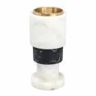 Low Bicoloured Marble and Brass Candle Holder Made in Italy - Brett Viadurini