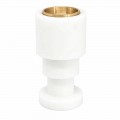 Low Candle Holder in White Carrara Marble and Brass Made in Italy - Benton