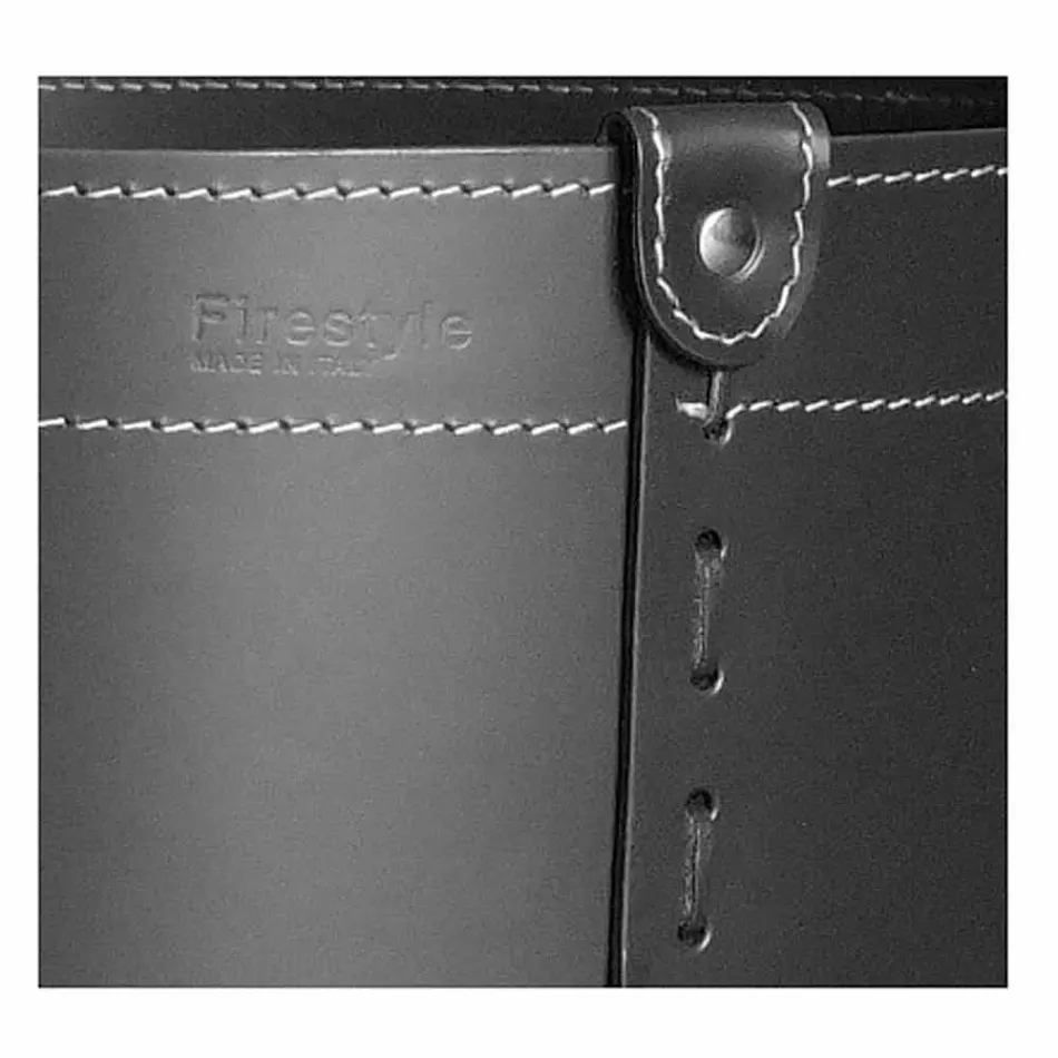 Cylindrical log holder in regenerated leather with Tonda Firestyle wheels Viadurini