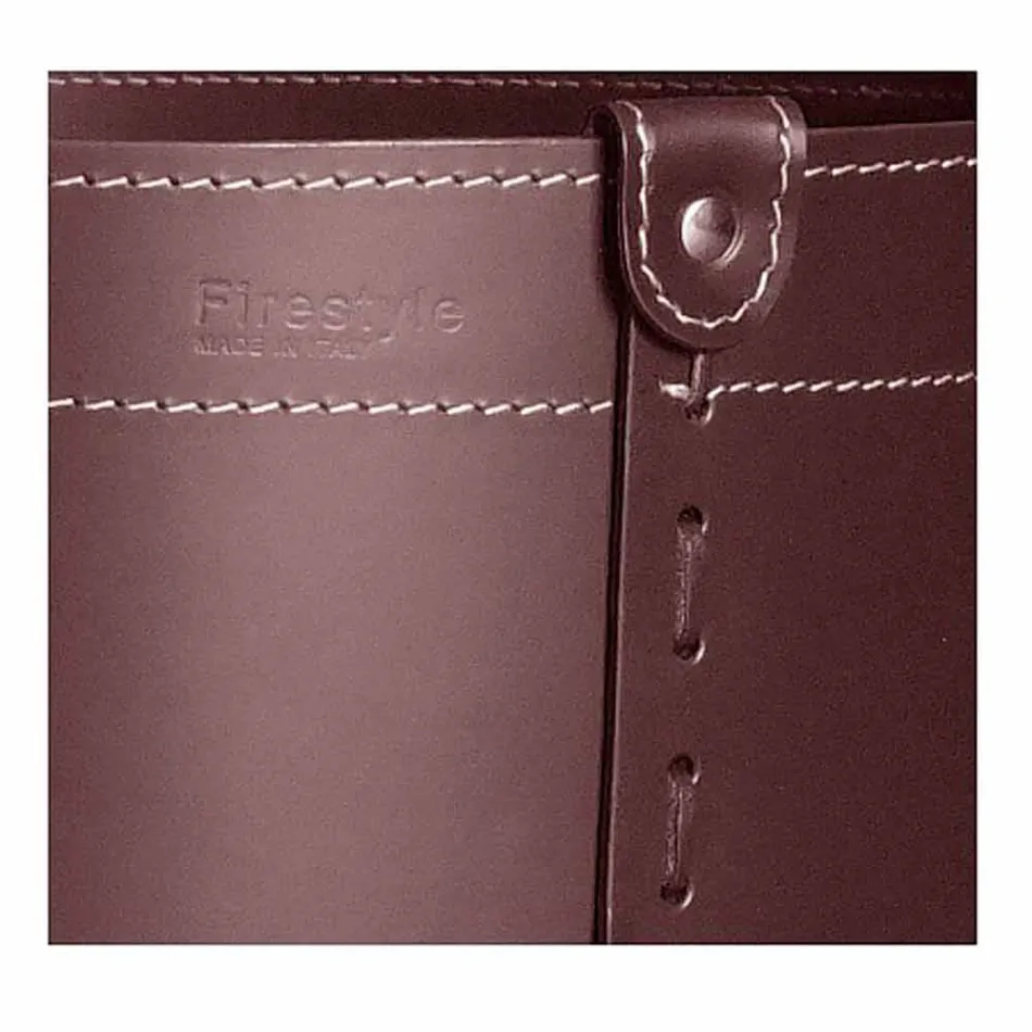 Cylindrical log holder in regenerated leather with Tonda Firestyle wheels Viadurini