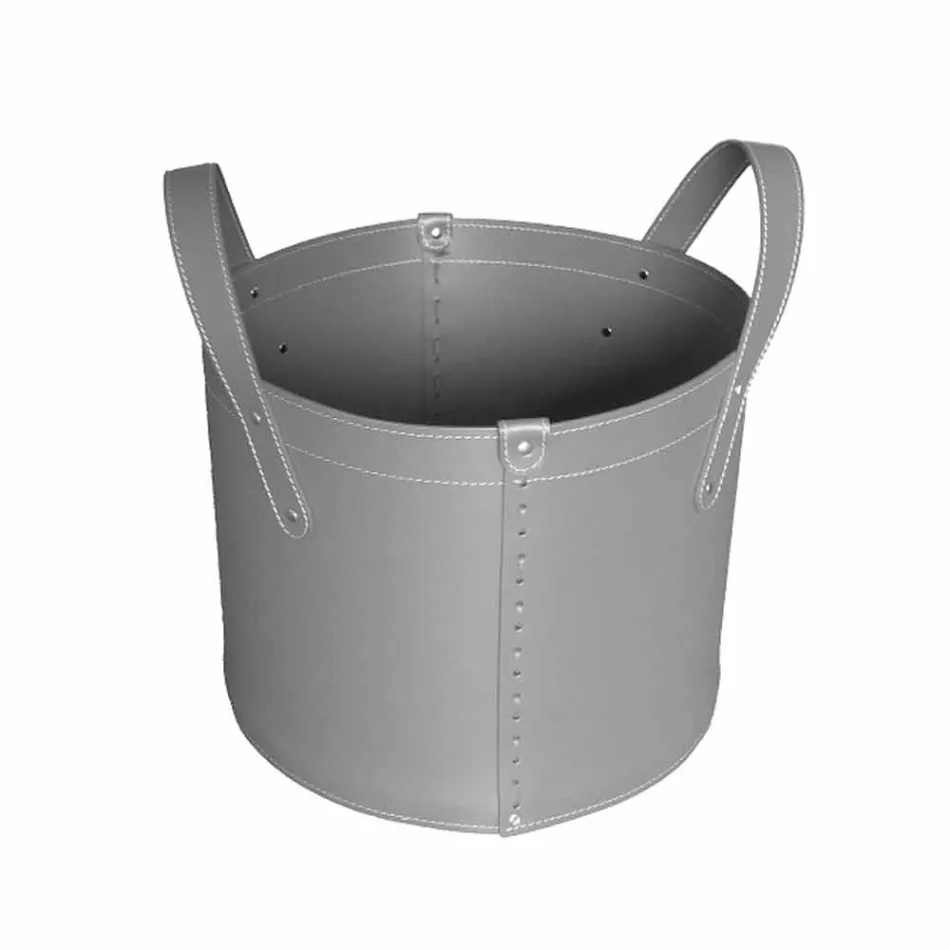 Cylindrical log holder in regenerated leather with Tonda Firestyle wheels Viadurini