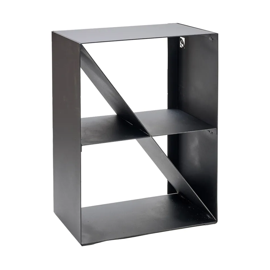 Firewood Holder with Oblique Bar in Black Painted Steel Made in Italy - Fiamme Viadurini