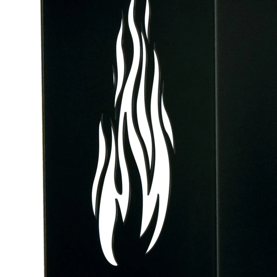 Wood holder with wheels and upper drawer Made in Italy - Polare Viadurini