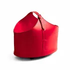 Indoor firewood holder with wheels in Fabia modern regenerated leather Viadurini