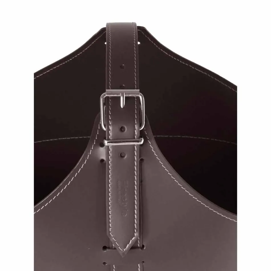 Indoor firewood holder with wheels in Fabia modern regenerated leather Viadurini