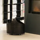 Indoor firewood holder with wheels in Fabia modern regenerated leather Viadurini