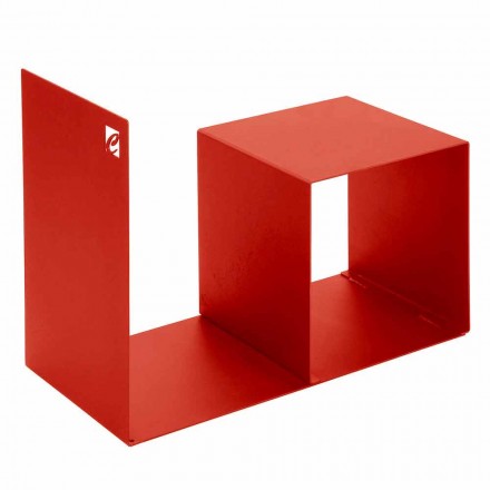 Indoor Wood Holder in Colored Steel with Coffee Table Made in Italy - Cecio Viadurini