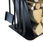Indoor Firewood Holder in Steel with 3 Accessories Made in Italy - Nelumbo Viadurini