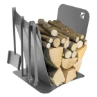 Indoor Firewood Holder in Steel with 3 Accessories Made in Italy - Nelumbo Viadurini