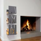 Modern Design Wall Mounted Firewood Holder in Black Steel 3 Pieces - Garigliano Viadurini