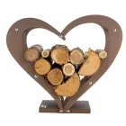 Indoor Wood Holder in Brown Steel Made in Italy - Affection Viadurini