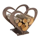 Indoor Wood Holder in Brown Steel Made in Italy - Affection Viadurini
