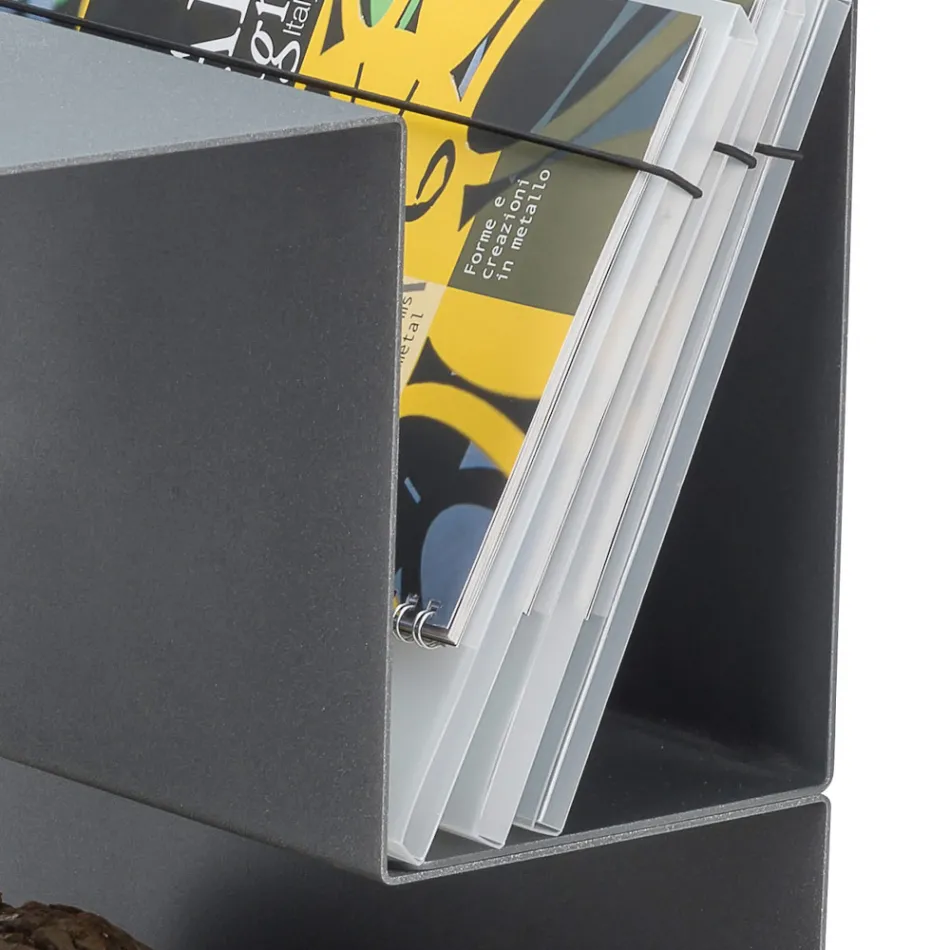 Design Log Holder for Indoors in Gray Steel Made in Italy - Tramontana Viadurini