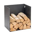 Firewood Holder in Black Painted Steel Made in Italy - Fiamme Viadurini