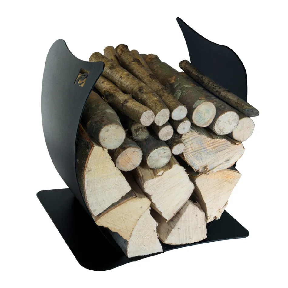 Internal Firewood Holder in Painted Steel Made in Italy - Leopoldo Viadurini