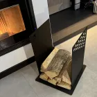 Modern Firewood Holder in Black Steel for Indoor Design - Scirocco Viadurini