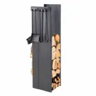 Design Firewood Holder with 4 Interior Tools Made in Italy - Janet Viadurini