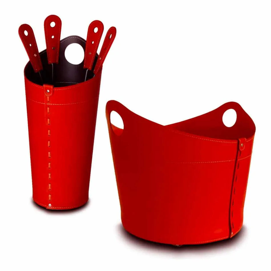 Firewood holder, iron holder and irons for Nicad leather, made in Italy Viadurini