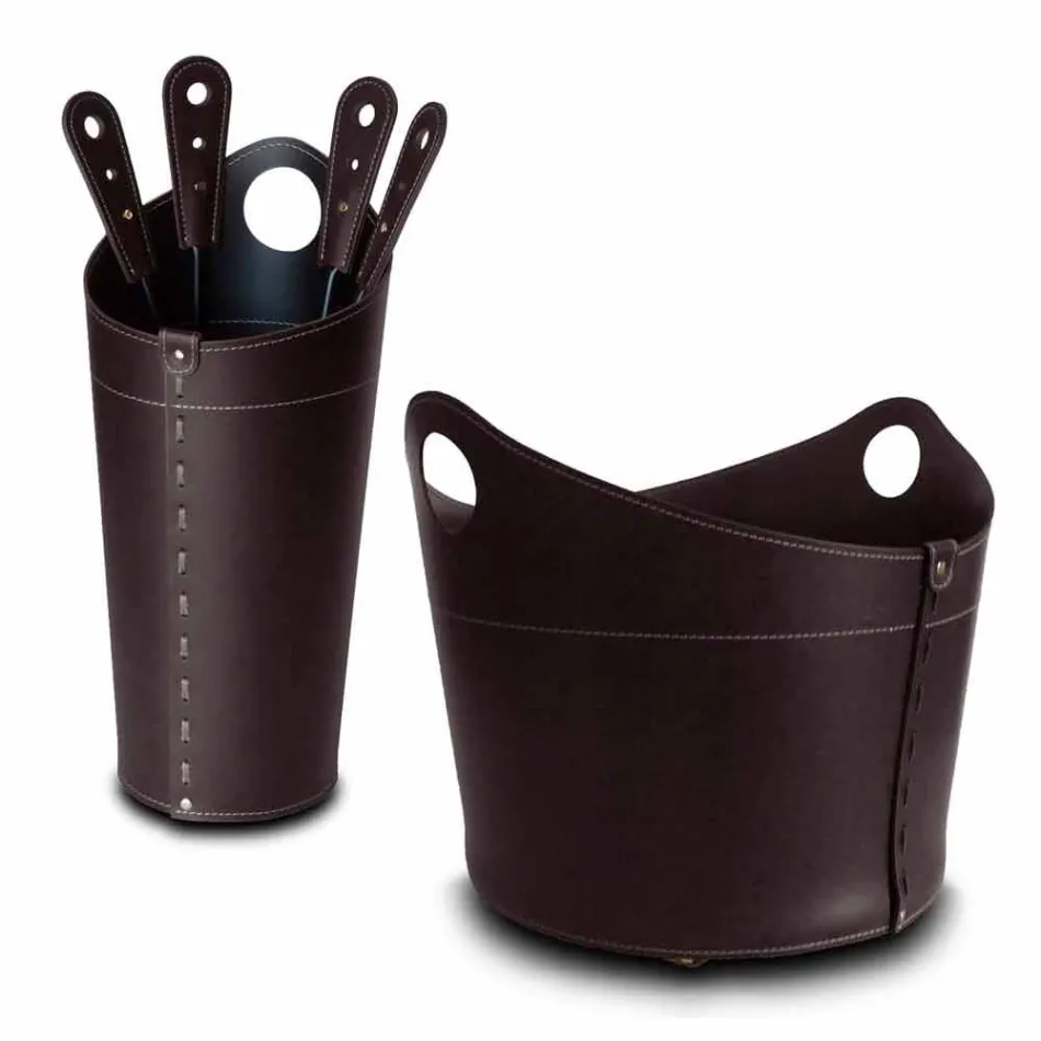 Firewood holder, iron holder and irons for Nicad leather, made in Italy Viadurini