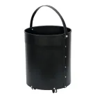 Round log holder in eco-leather with wheels Made in Italy - Chameleon Viadurini