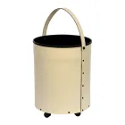 Round log holder in eco-leather with wheels Made in Italy - Chameleon Viadurini