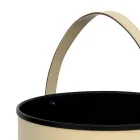 Round log holder in eco-leather with wheels Made in Italy - Chameleon Viadurini