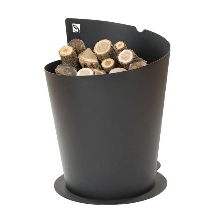 Round Wood Holder for Indoor in Black Steel Italian Modern Design - Favonio Viadurini