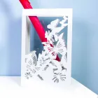 White Umbrella Stand in Wood with Modern Design Decorated with Butterflies - Papilio Viadurini