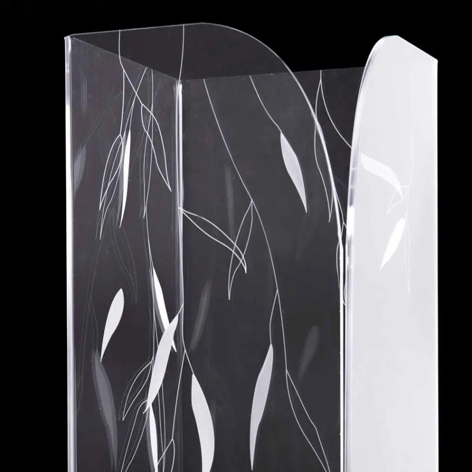 Design Umbrella Stand in Transparent Plexiglass with Engraved Leaves - Kanno Viadurini