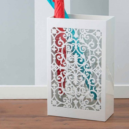 Modern Design Wooden Umbrella Stand with Arabic Decorations in Colored Wood - Dubai Viadurini