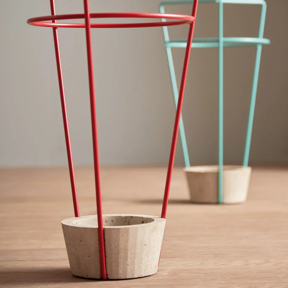 Umbrella Stand in Colored Metal and Concrete of Modern Italian Design - Rachid Viadurini