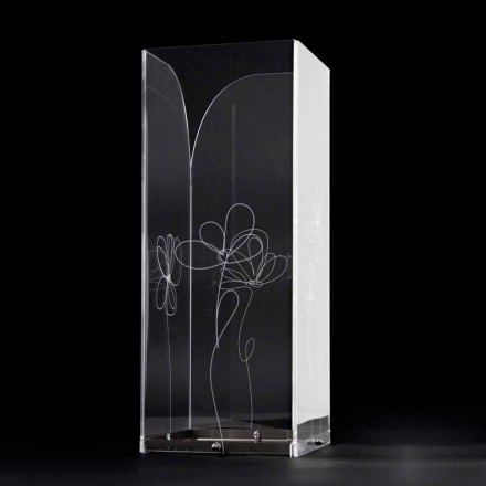 Transparent Plastic Umbrella Stand with Engraved Stylized Leaves - Florino Viadurini
