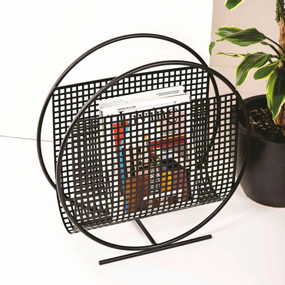 Round Design Steel Magazine Rack Made in Italy - Ladle Viadurini