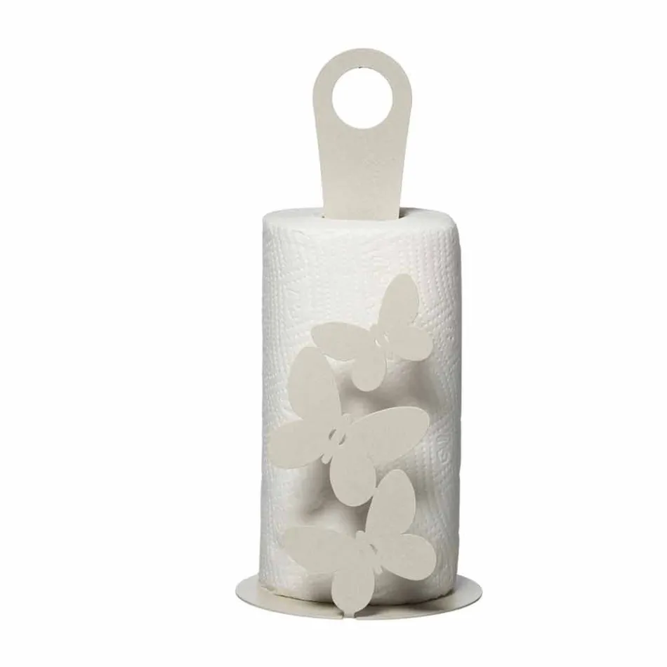 Modern Kitchen Roll Holder in White, Beige or Ivory Iron Made in Italy - Leiden Viadurini