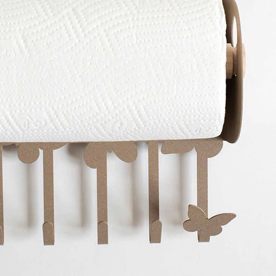 Wall Roll Holder in White or Beige Iron Made in Italy - Leiden Viadurini