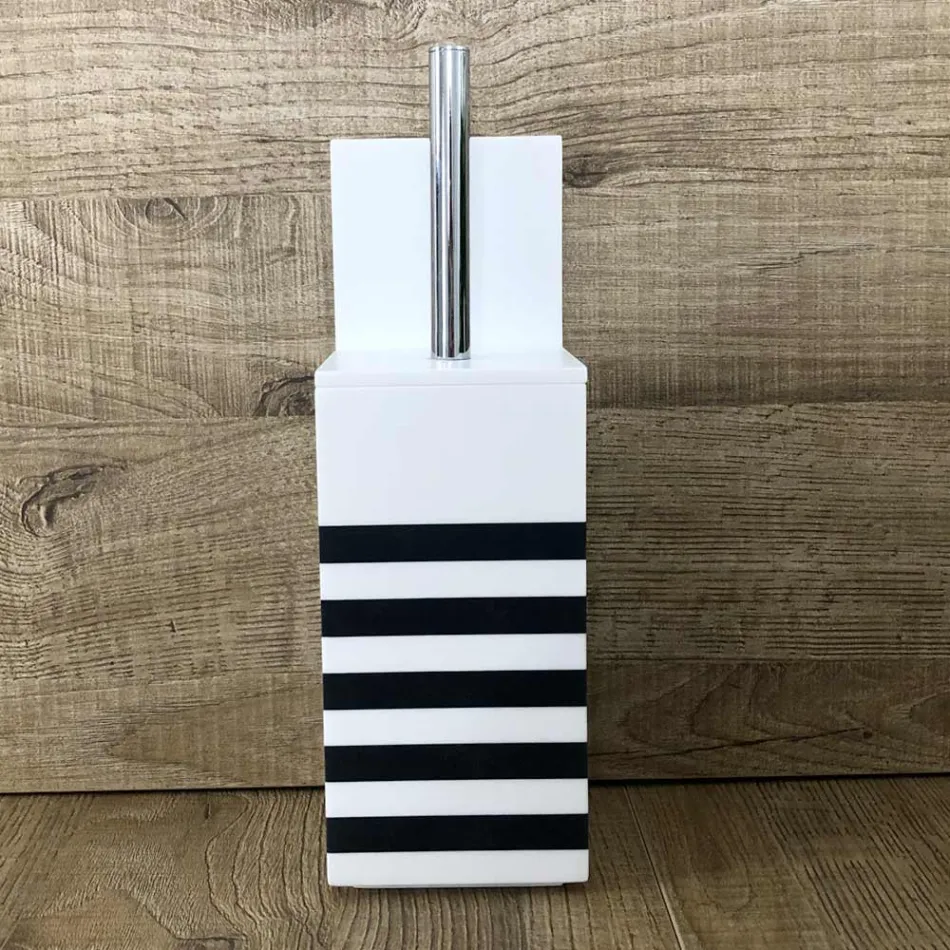 Toilet Brush Holder in White Corian or with Black Insert Made in Italy - Elono Viadurini