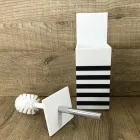 Toilet Brush Holder in White Corian or with Black Insert Made in Italy - Elono Viadurini
