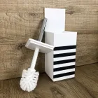 Toilet Brush Holder in White Corian or with Black Insert Made in Italy - Elono Viadurini