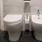 Toilet Brush Holder in White Corian or with Black Insert Made in Italy - Elono Viadurini